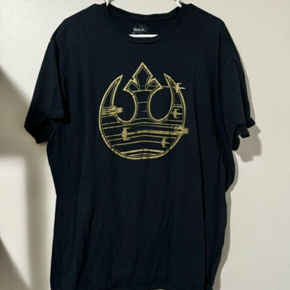 USED Men's Short Sleeve Shirt Color Black / Gold Size 2XL Star Wars Rebels - Picture 1 of 2